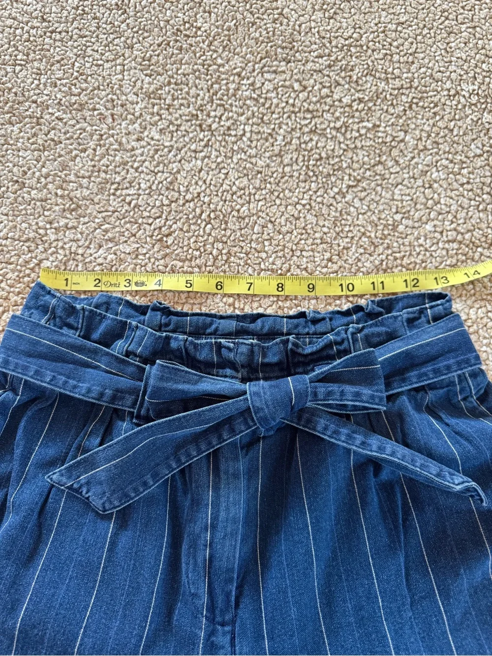 J.Crew Paperbag Waist Pinstripe Denim Pants Size 0 Blue 100% Cotton